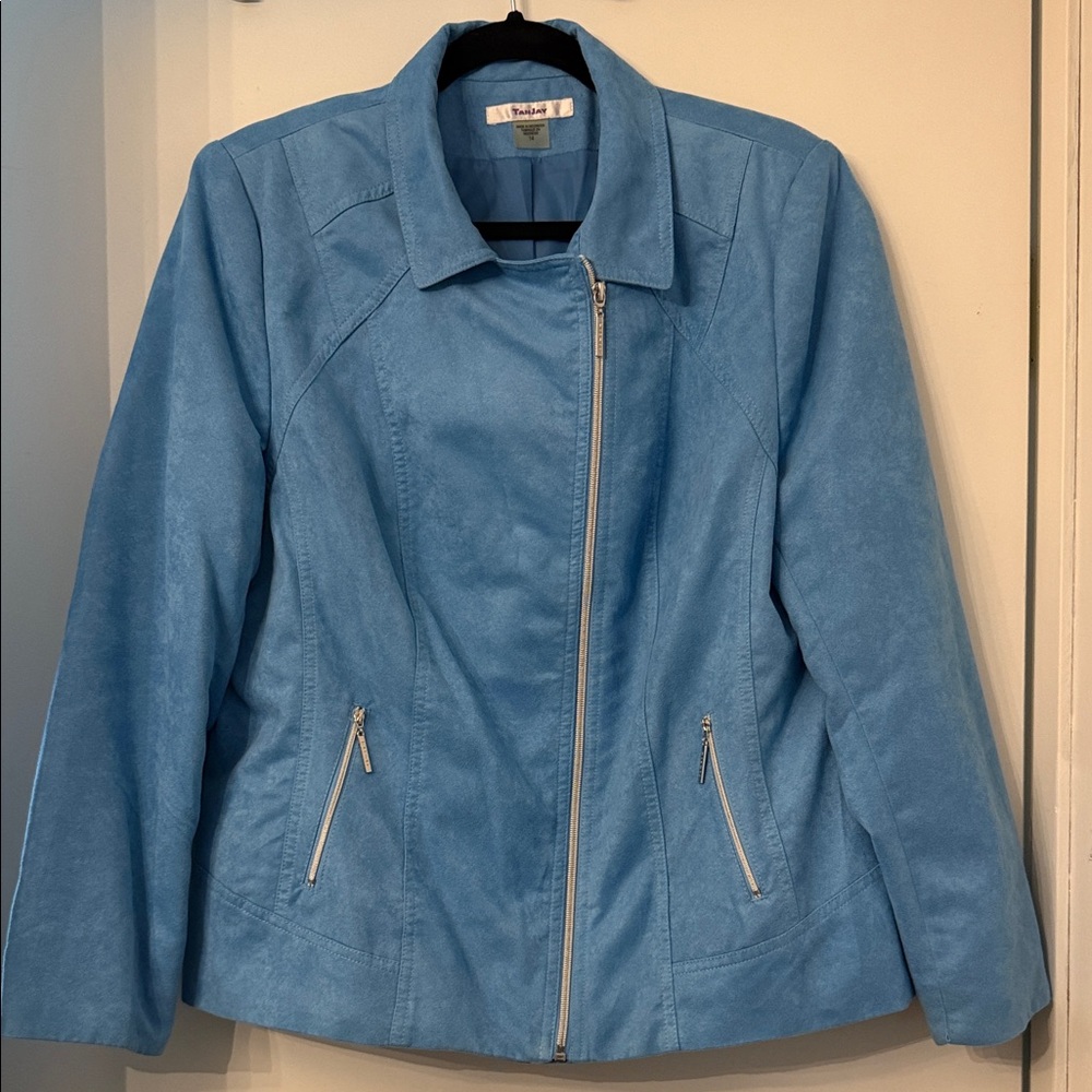 NWOT TanJay Light Suede Blue Leather Jacket